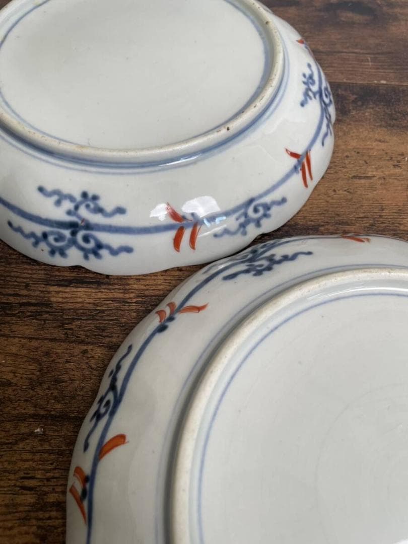 しまじろうページ　金彩赤絵龍図 七寸皿 5客 アンティーク中皿 120