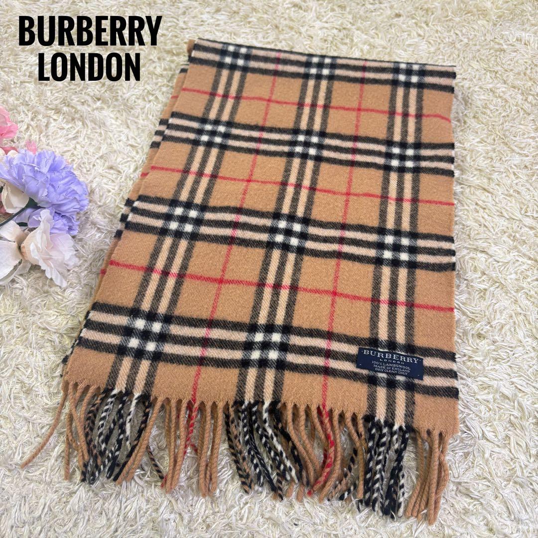 バーバリーロンドン　ノバチェック　イギリス製　ウール100% ロングマフラー