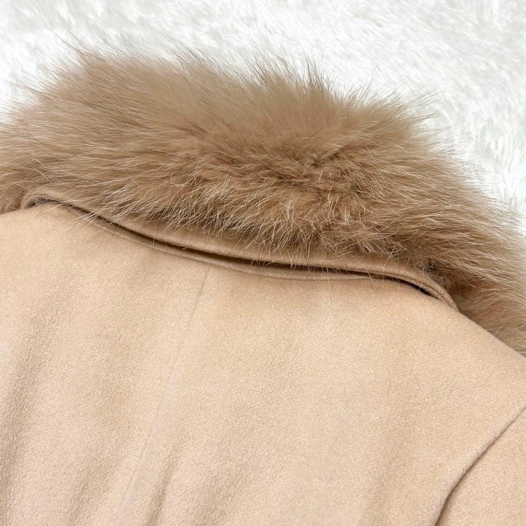 カシミヤ100% フォックスファー ロングコート ベルト付き Rue de B