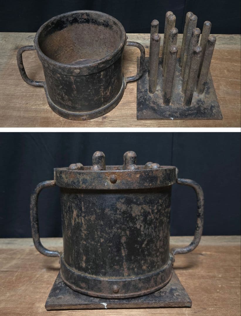 限定特価　レア物珍品鉄製の練炭製成古道具オブジェ　インテリア　コレクション