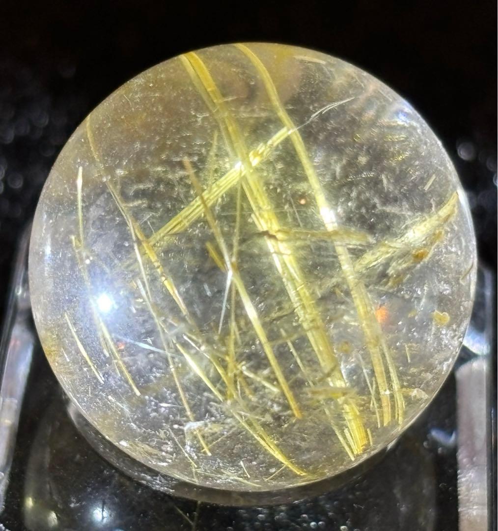 【金運、仕事運上昇】虹入り！ミニ！タイチンルチルスフィア⭐️台座⭐️R70