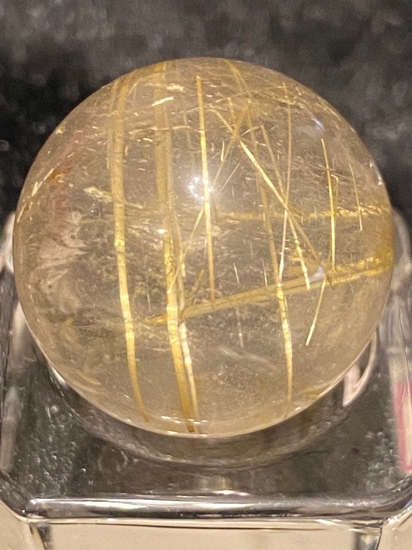 【金運、仕事運上昇】虹入り！ミニ！タイチンルチルスフィア⭐️台座⭐️R70