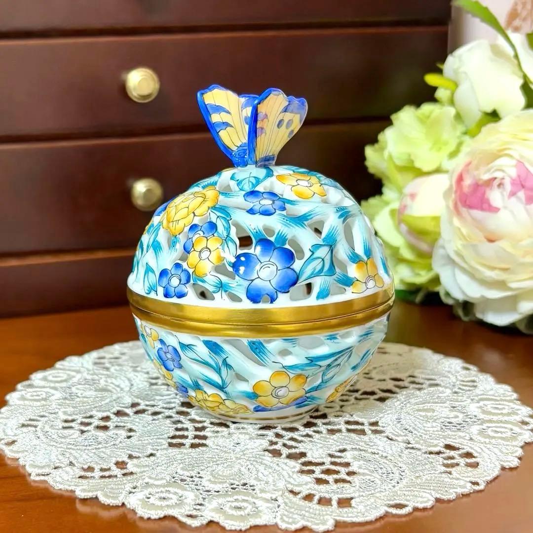 ヘレンド ファンタジー 透かしボンボン 蝶 小物入れ ボンボニエール 新品