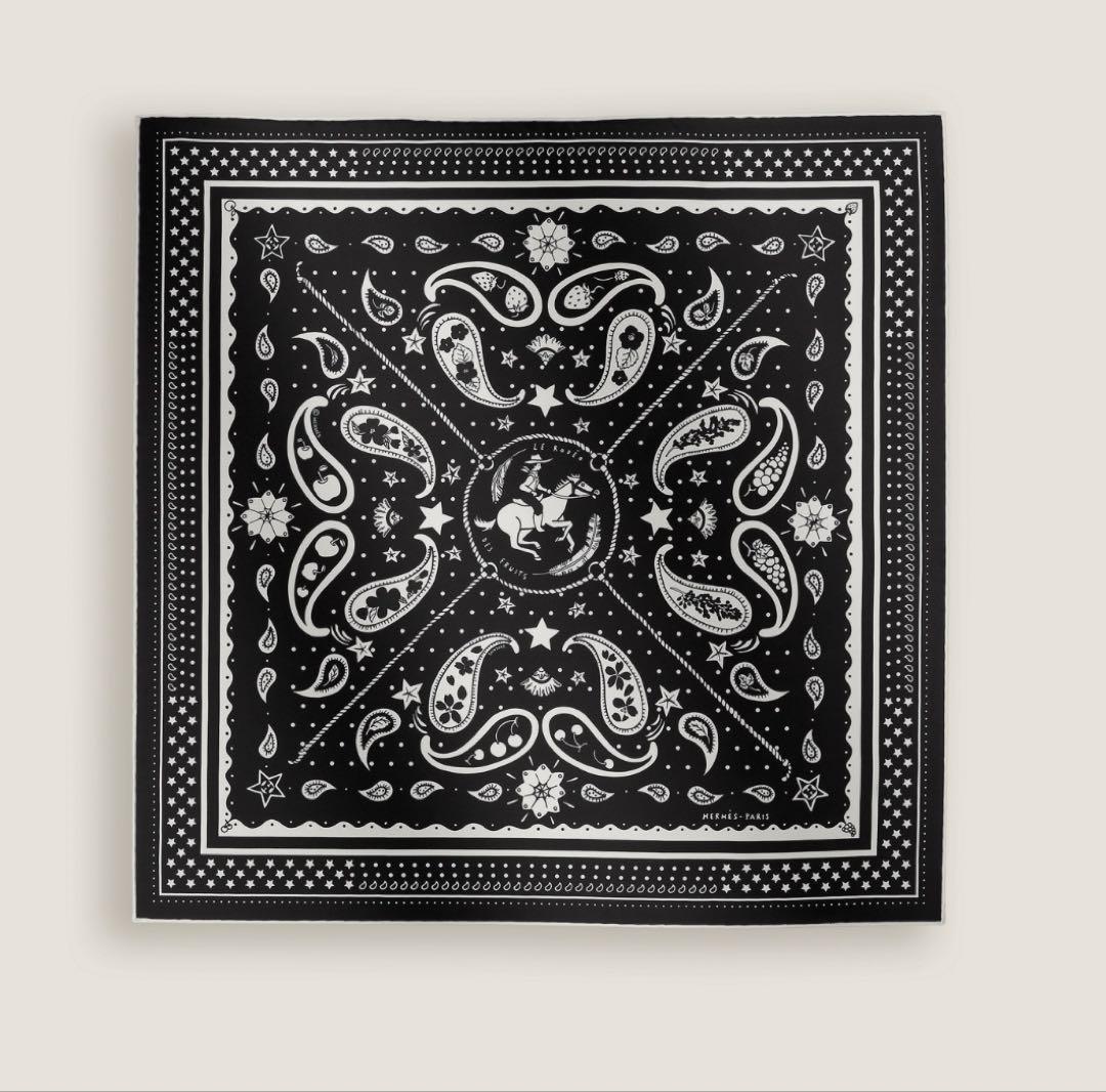 エルメス　バンダナ　ロデオ・デ・フルーツ　ブラック　新品未使用