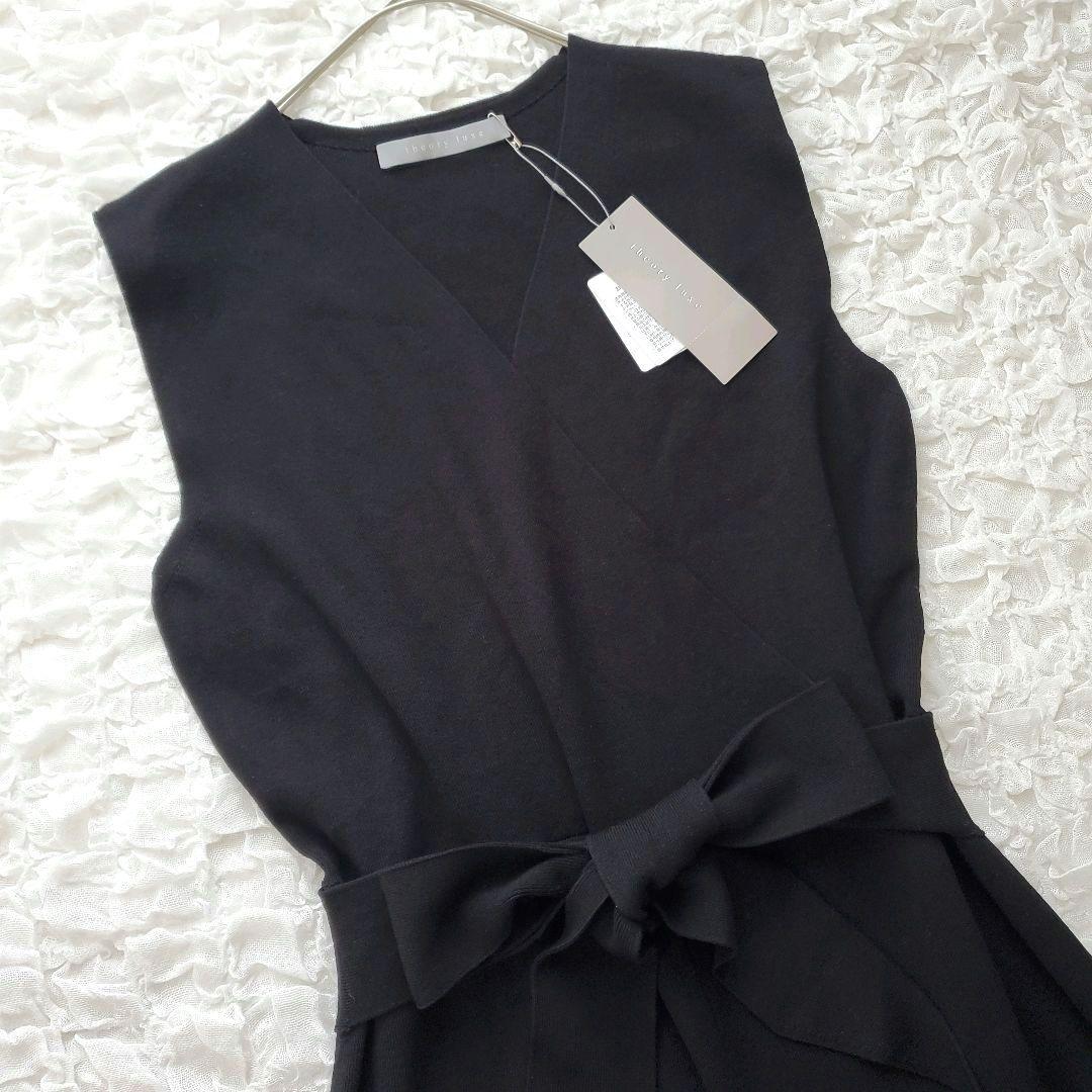 【新品タグ付き】セオリーリュクス　サロペット　オールインワン　ウエストリボン　黒