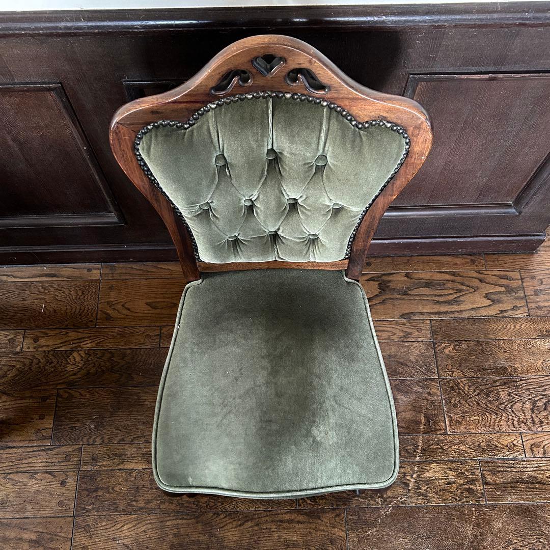 アンティーク 猫足 ベロアチェア/ベルベットチェア