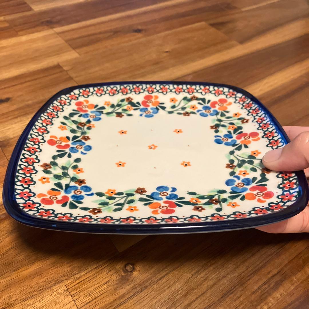 ポーリッシュポタリー角皿4枚セット