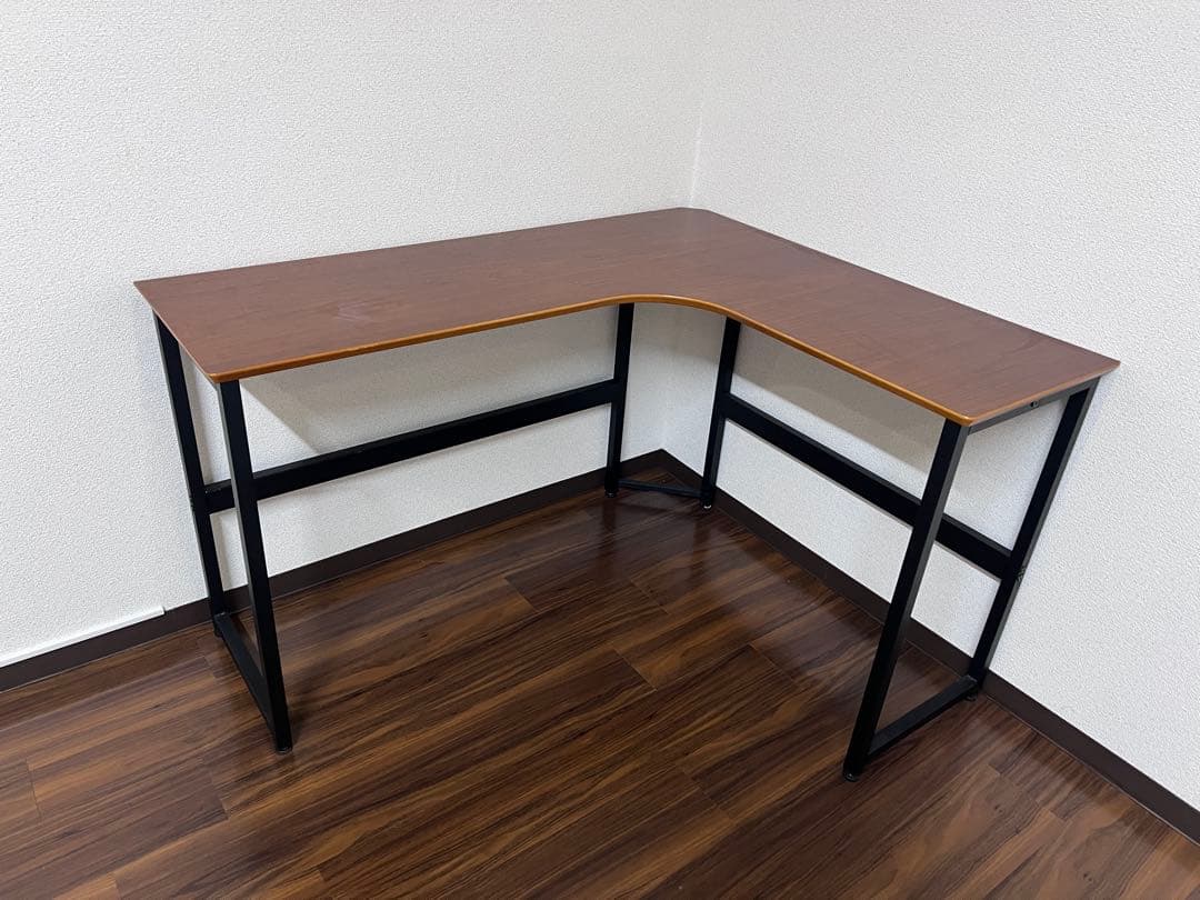L字型ブラウンパソコンデスク 高さ72.5cm