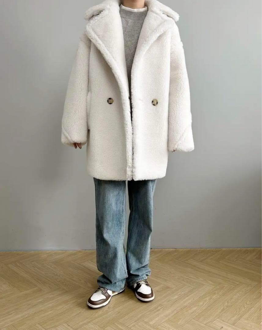 新品未使用 ベアミディアム丈 テディコート ライトブラウン