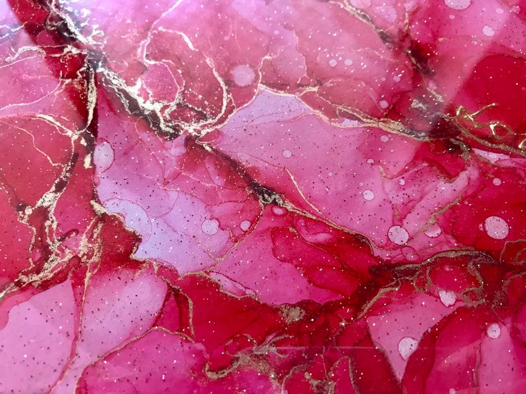 アルコールインクアート　インクアート　アートパネル　赤　ゴールド　インテリア