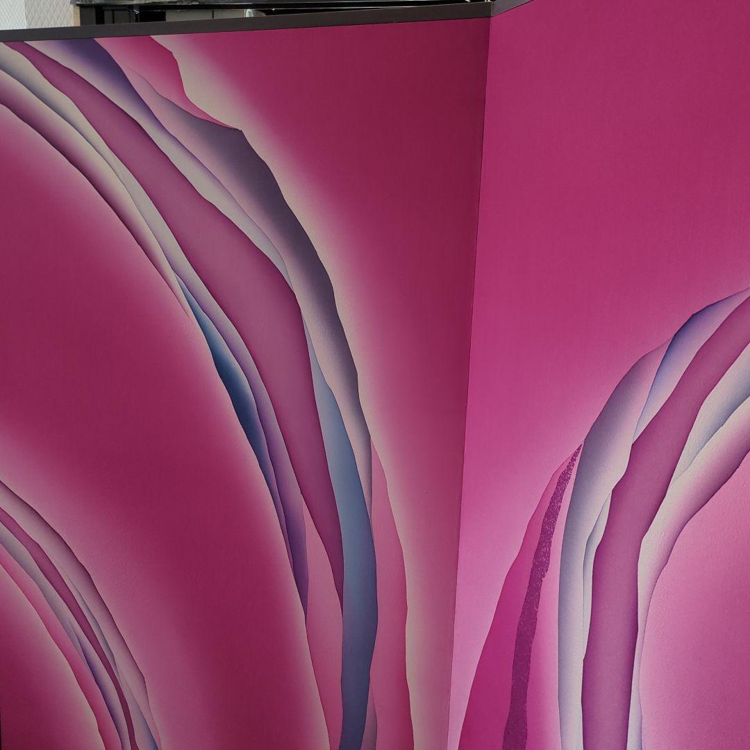 屏風 衝立 モダン 布張り 染め付け 間仕切り パティーショ 紫ピンク