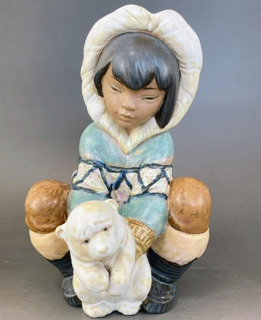 【大型】LLRADRO リヤドロ 子熊とエスキモーの少女 リアドロ グレス 置物