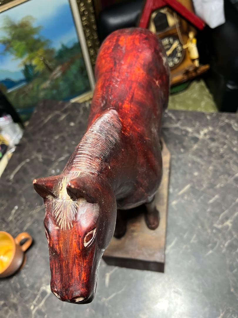 馬の木彫り、木彫り馬、馬の彫刻、 道産子馬木彫り、一点物き彫り