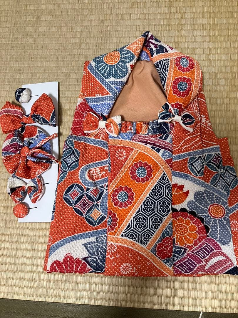 正絹　藤娘きぬたや　総絞り被布　同布髪飾り