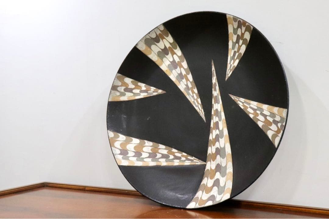 GMHO147B○市野哲次 作家物 器 大皿 丸皿 皿 食器 陶磁器 陶器 イ