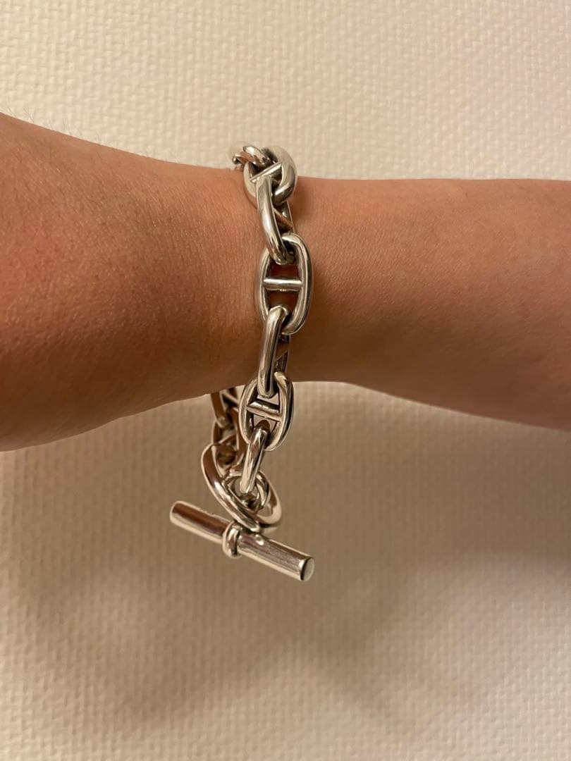シルバー925 アンカーチェーンブレスレット シェーヌダンクル風　MM