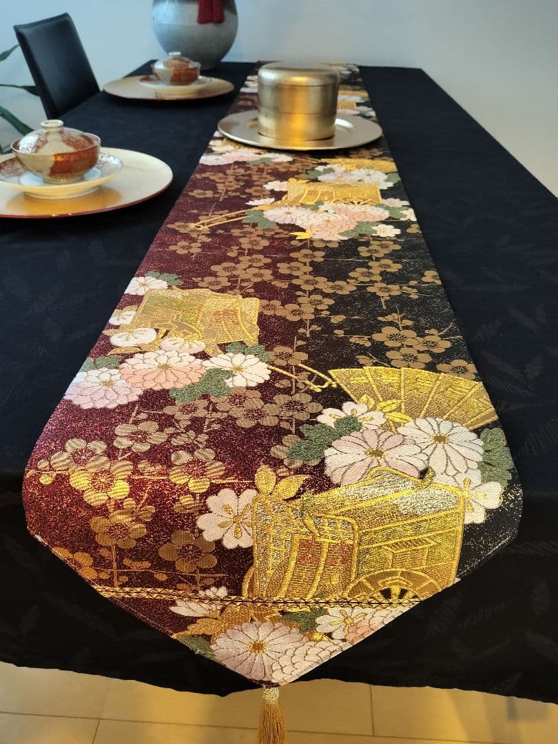 A951★逸品‼️御所車‼️ひな祭り‼️テーブルランナー2m16cm