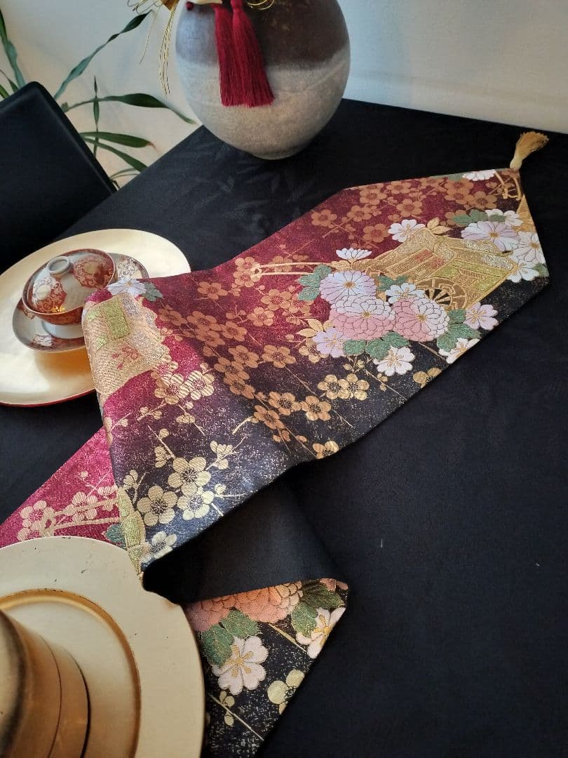 A951★逸品‼️御所車‼️ひな祭り‼️テーブルランナー2m16cm