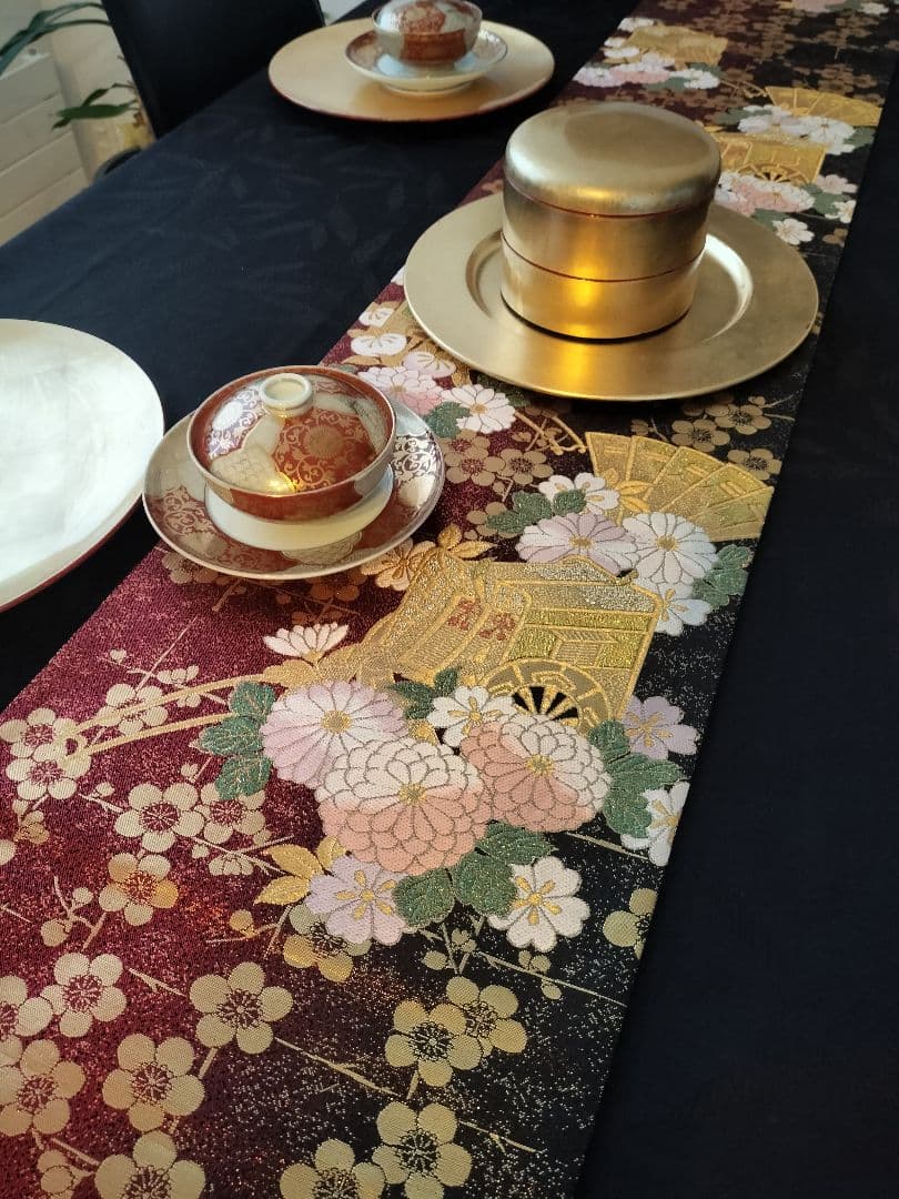 A951★逸品‼️御所車‼️ひな祭り‼️テーブルランナー2m16cm