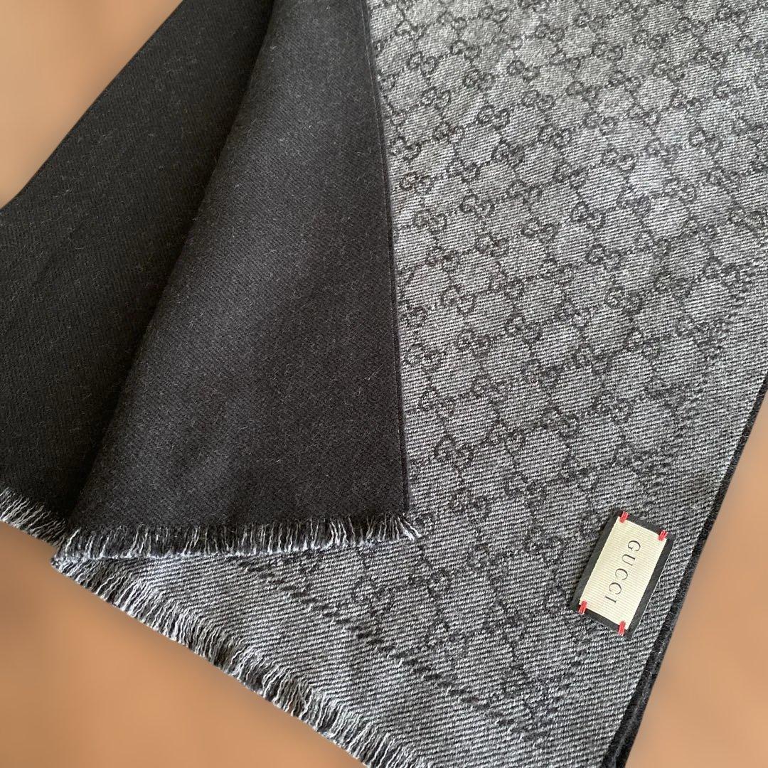 GUCCI グッチ マフラー ストール ウール GG柄 メンズ ユニセックス