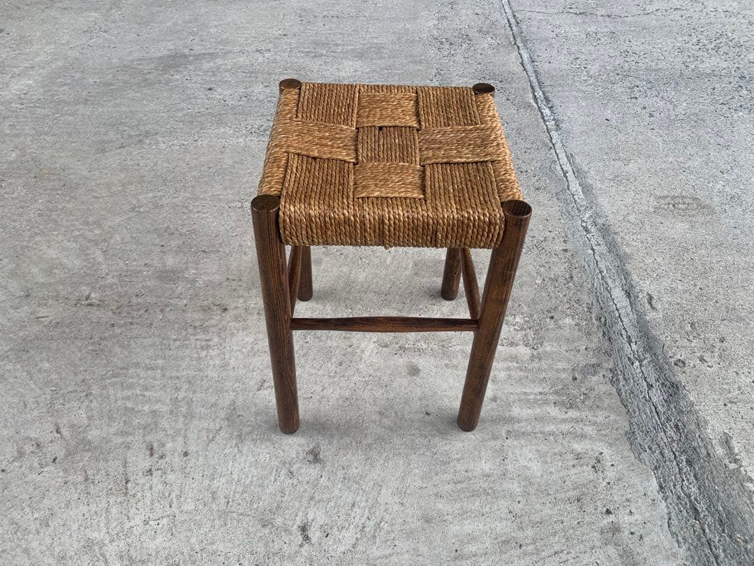 アンティーク ラッシュ スツール 縄編み チェア 民芸家具 椅子 No.2