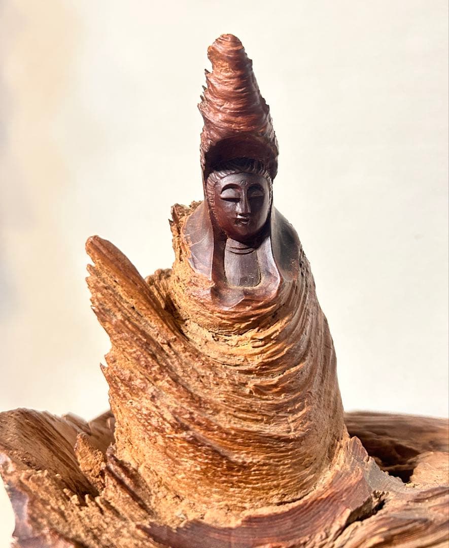 木製 オブジェ 菩薩 観音 彫刻 彫り 美術 仏像 仏教美術 置物