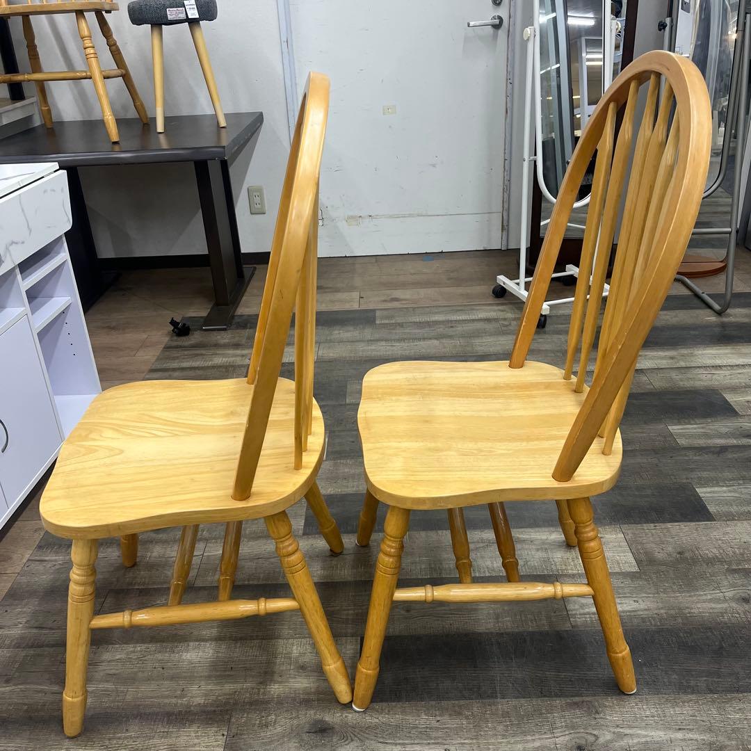 ② RUBBERWOOD ダイニングチェア ウィンザー　天然木　２脚セット