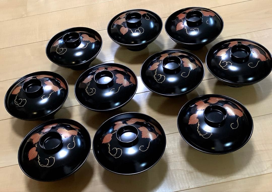【美品自宅保管品】輪島塗　蓋付き煮物椀10客セット