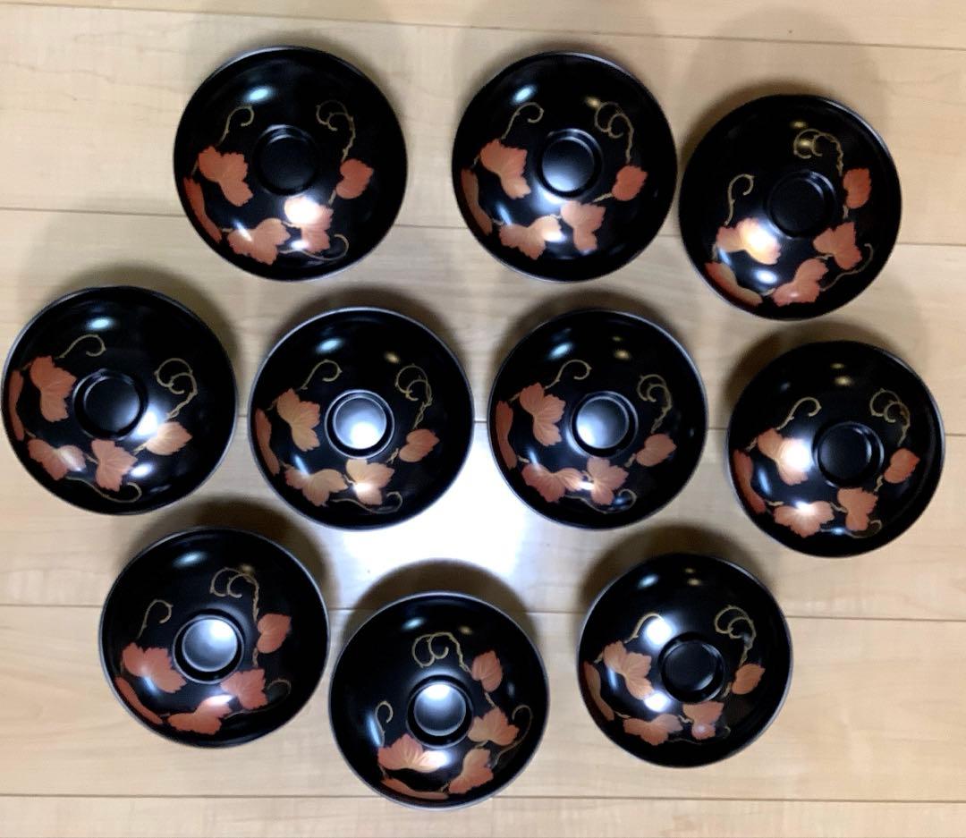 【美品自宅保管品】輪島塗　蓋付き煮物椀10客セット