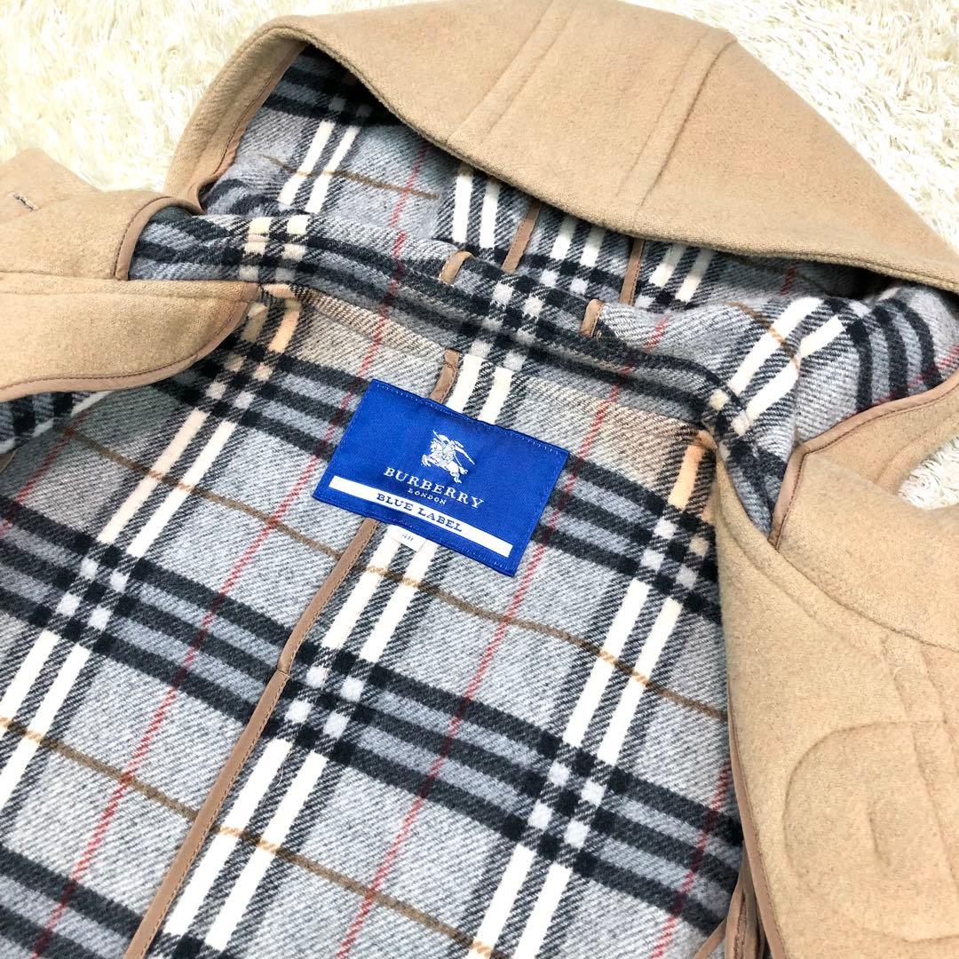 バーバリーブルーレーベル ダッフルコート ノバチェック ベージュ Lサイズ位