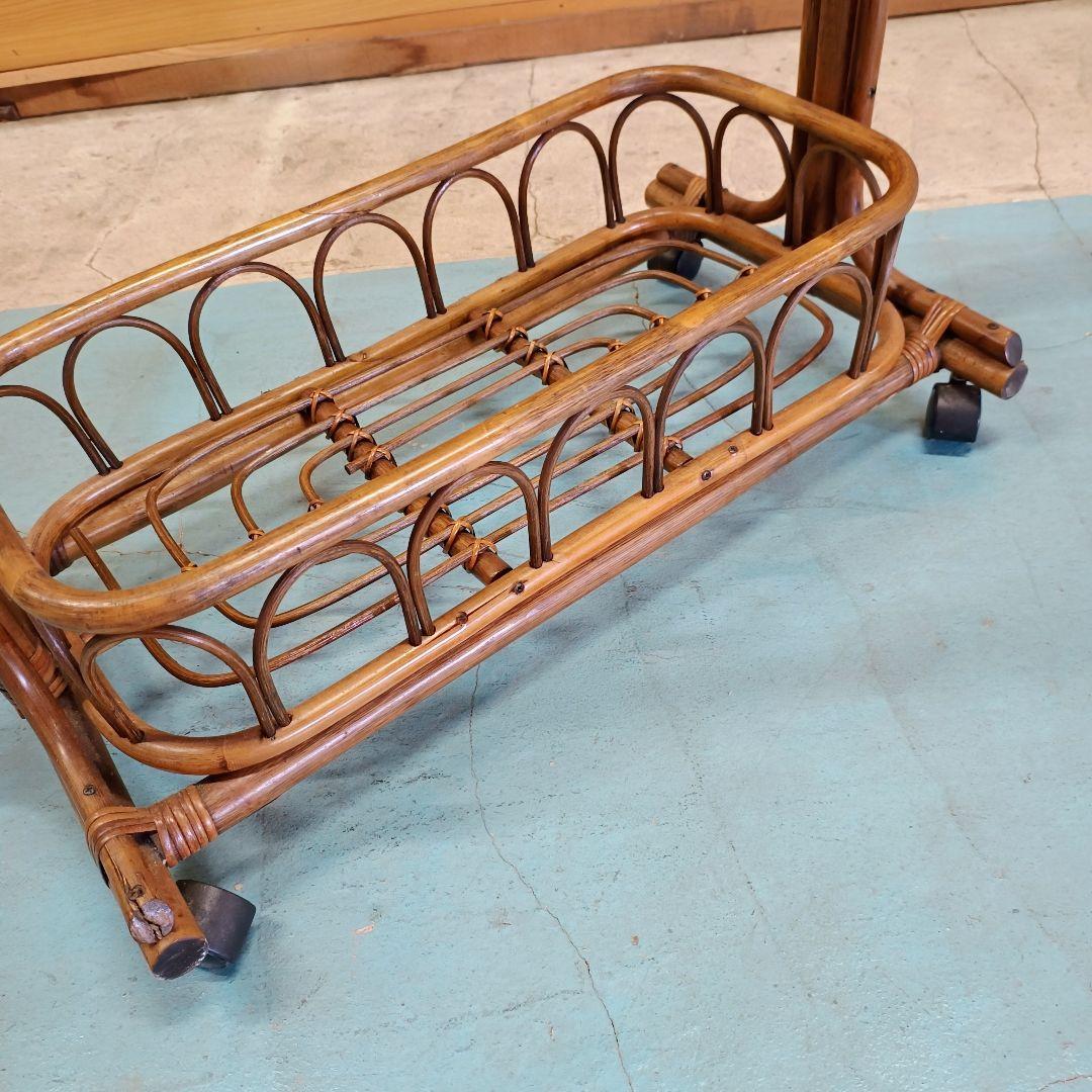 美しい　ラタン　ハンガーラック　コートラック　アンティーク　木製　美品