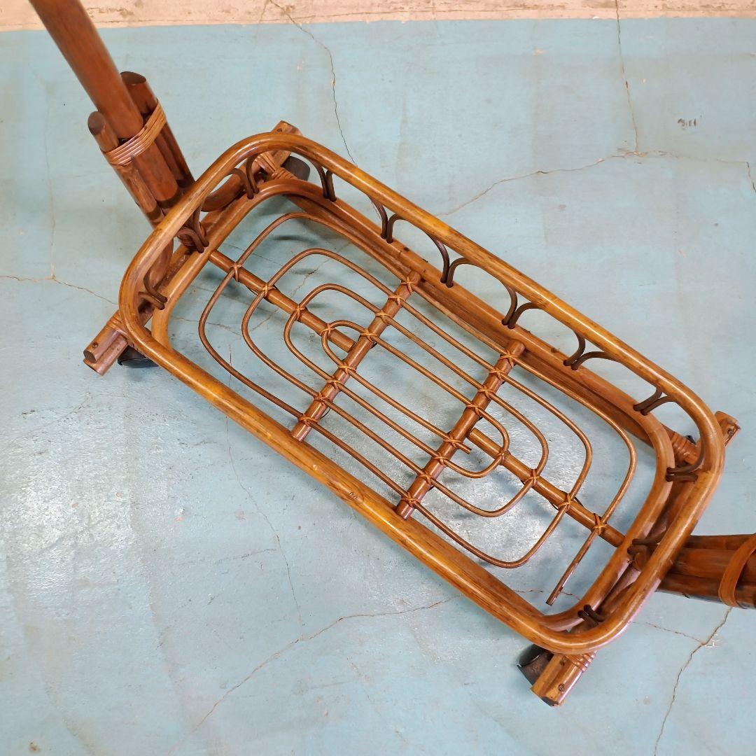 美しい　ラタン　ハンガーラック　コートラック　アンティーク　木製　美品