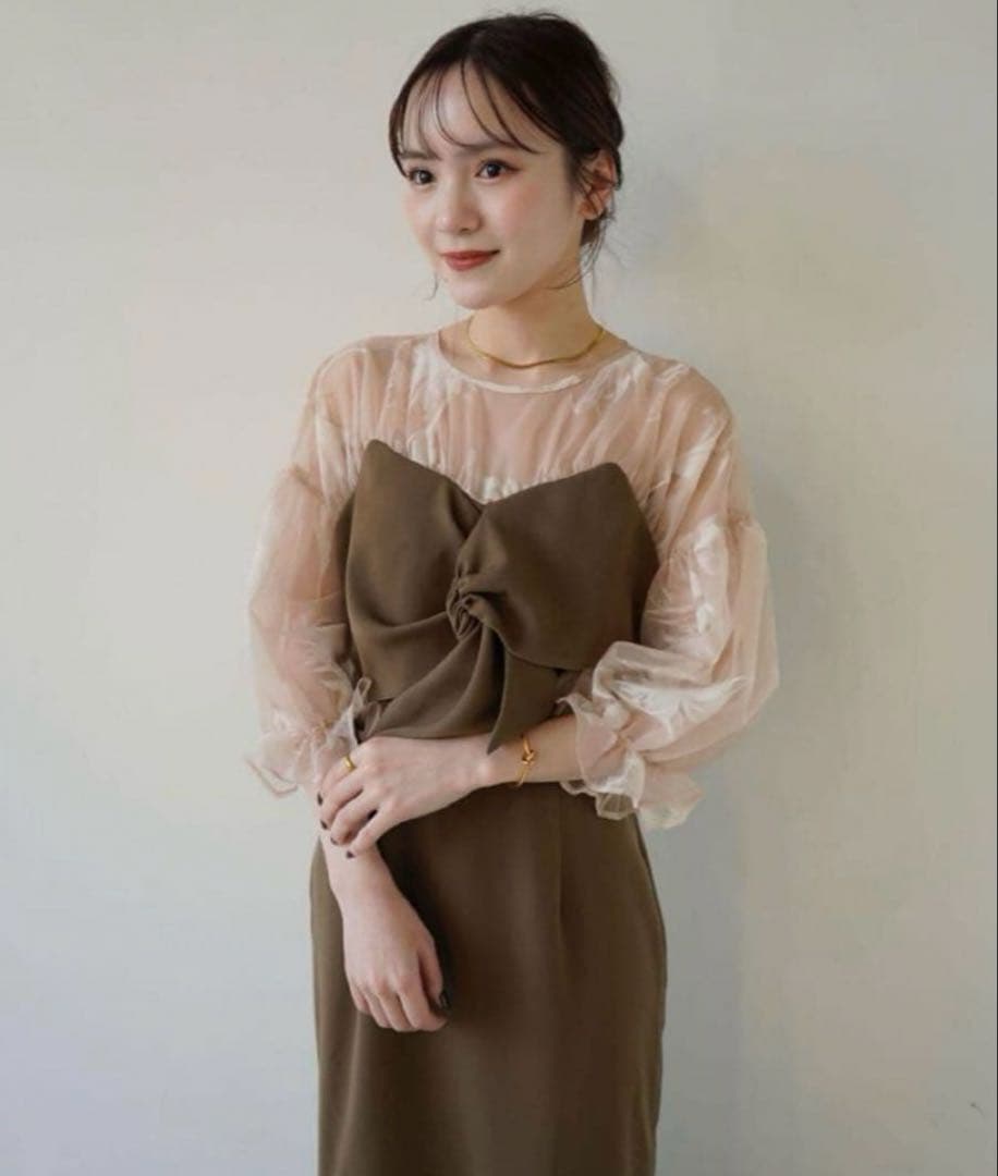 Acka. sheer puff dress ワンピースドレス