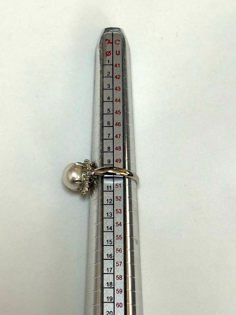 ジュエリーツツミ プラチナダイヤ淡水パールリング10号