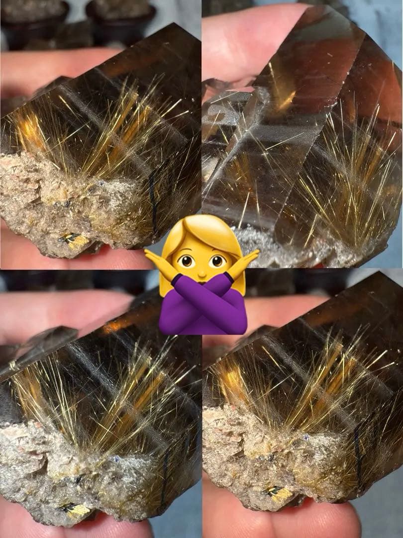 ②ブラジル産 タイチンルチルクォーツ マスター 原石クラスター 特注手彫専用台座