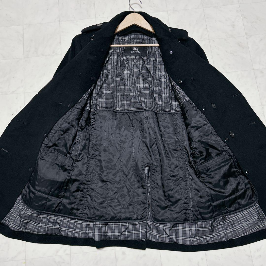 BURBERRY BLACK LABEL カシミヤ混　トレンチコート銀ボタン L