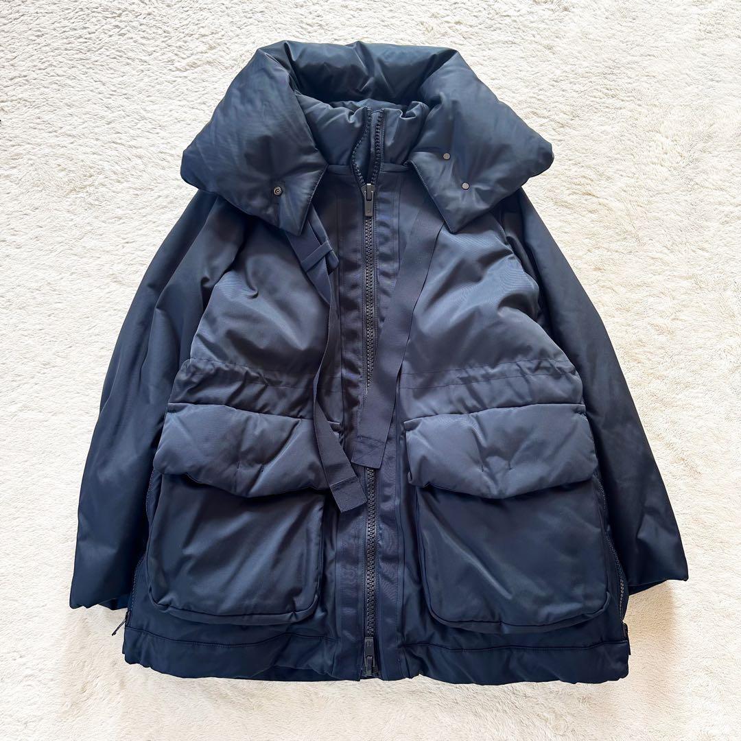 美品 UNIQLO＋J ハイブリッド ダウンショートコート ネイビー