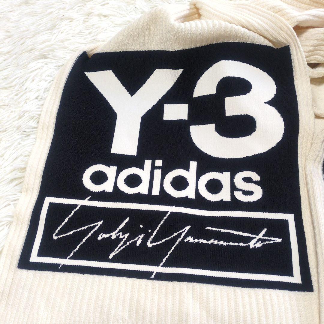 美品adidas×ヨウジヤマモトY-3 ワイスリーロゴ柄ロングマフラー　ウール