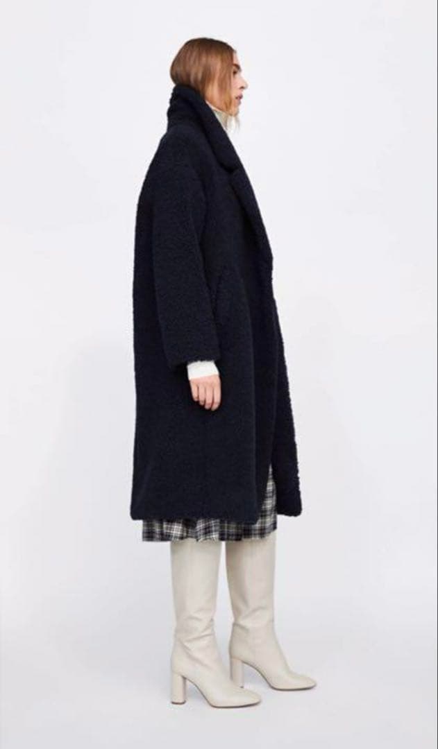 ZARA ボアコート　テディベアコート　ネイビー XS タグ付