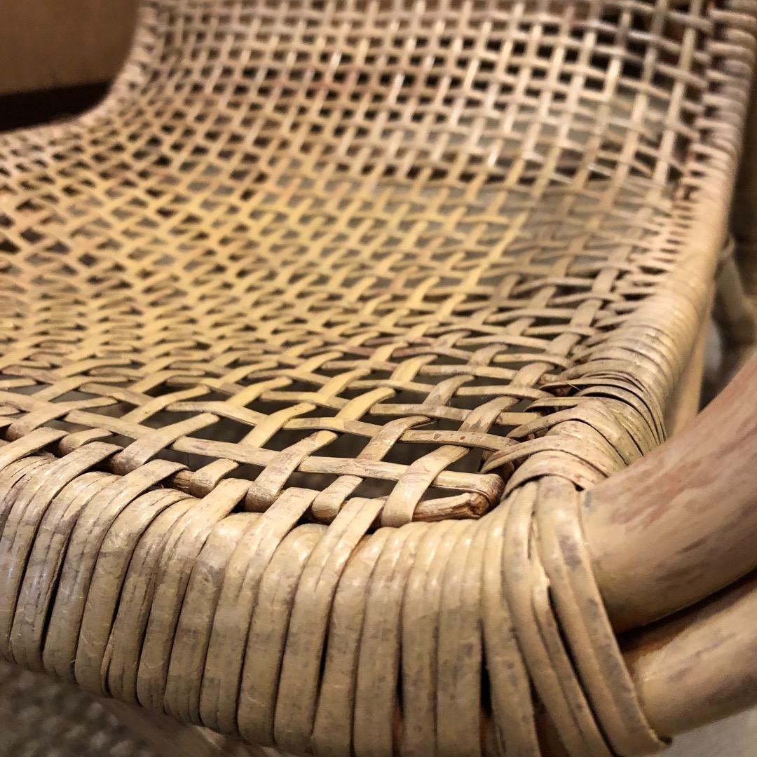 【ラタン】アーム付き　ロッキングチェア　ラタン家具　ラタン椅子　ヴィンテージ