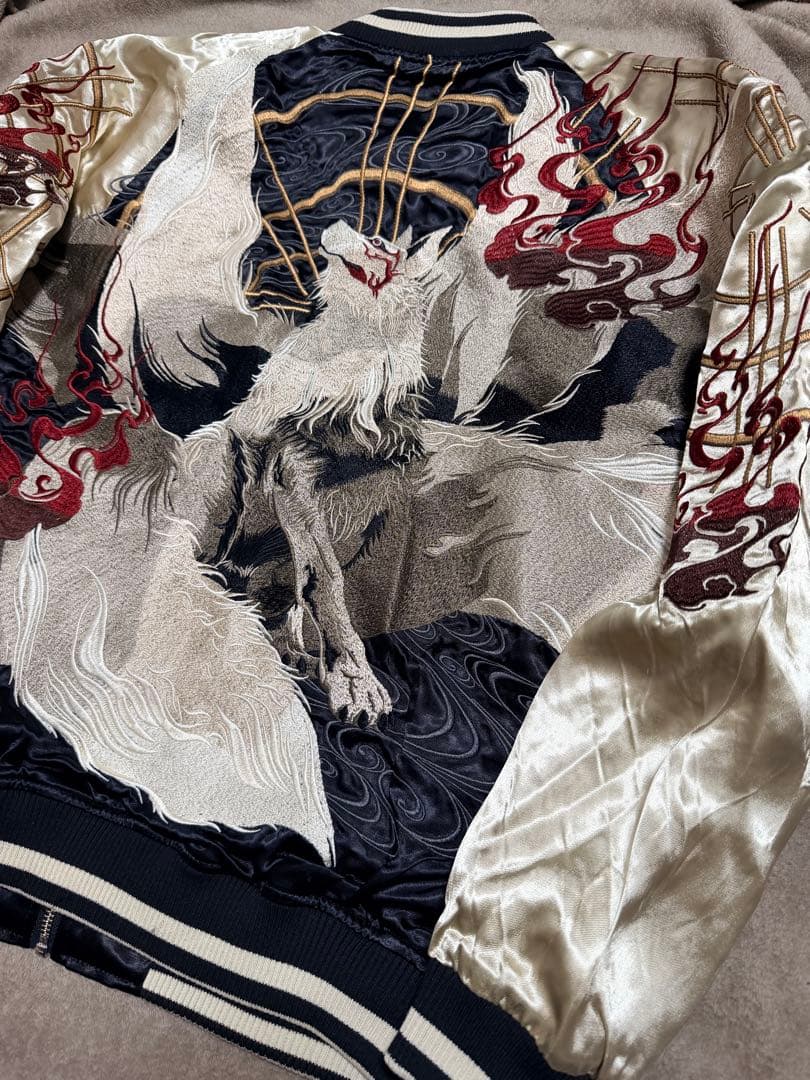 未使用 ２面用 GO COO キツネ 日本 スカジャン 美品 レーヨン