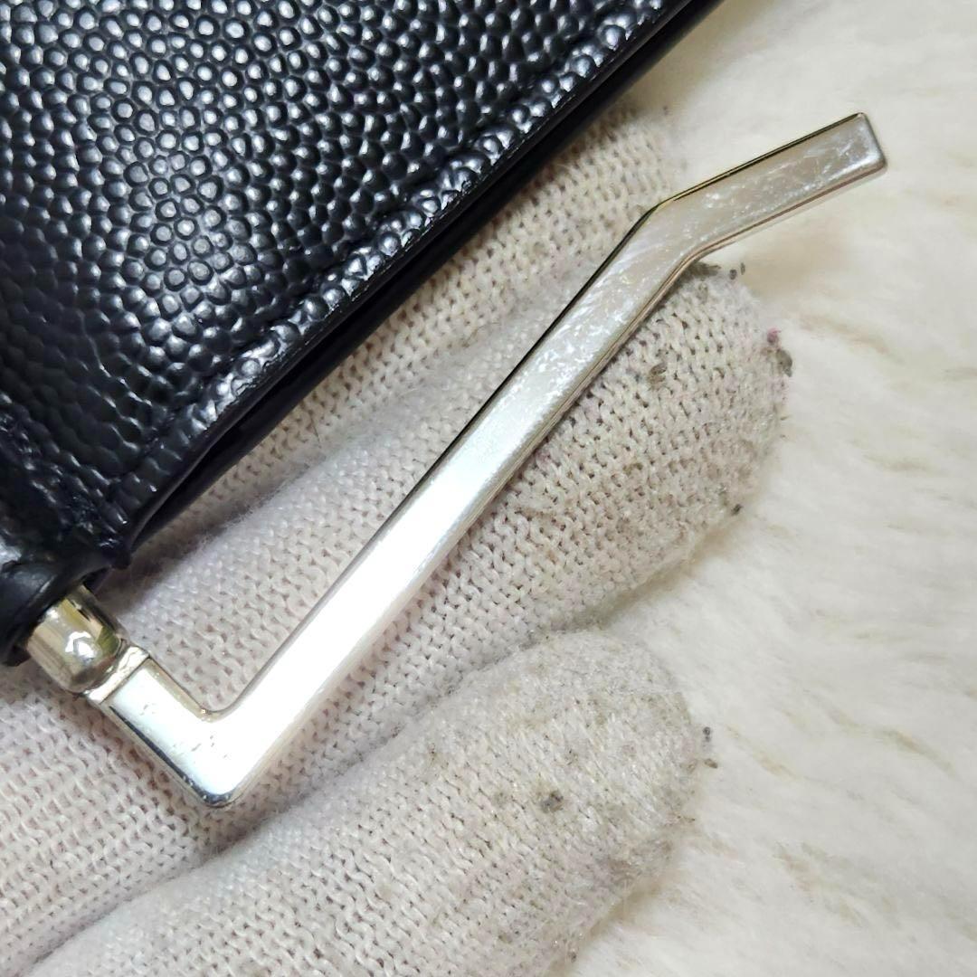 ✨極美品✨サンローラン　マネークリップ　キャビアスキン　ブラック　レザー　黒