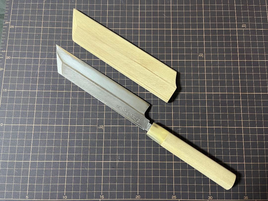 KK正本総本店 むきもの 薄刃包丁 白水牛柄 白鋼ニ 18cm 鞘付き