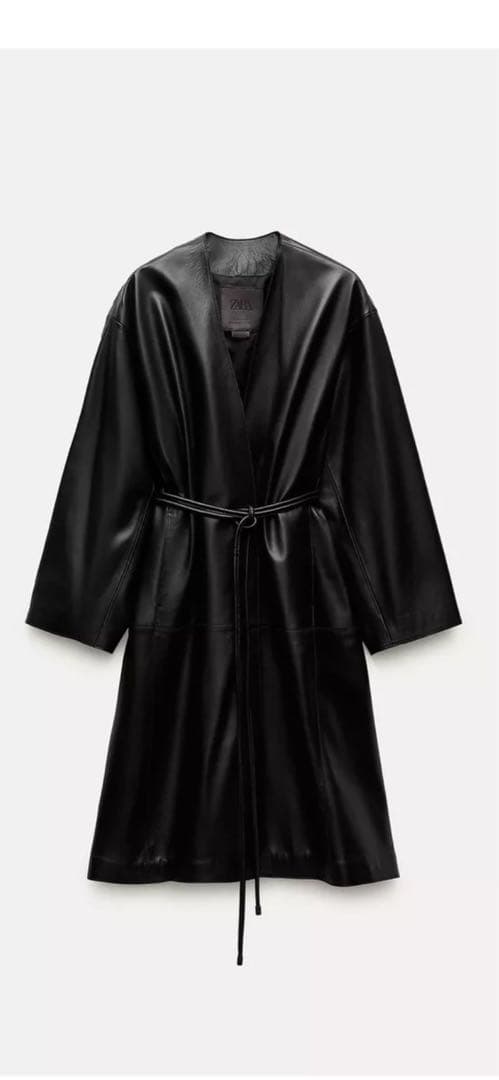 ZARA ラムレザーコート　ブラック