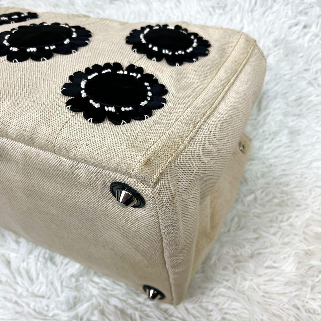 希少 プラダ カナパ フラワーデザイン トートバッグ キャンバス 大容量 A4可