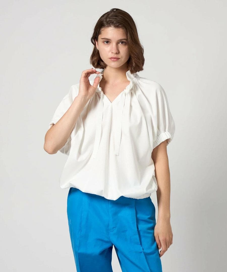 【美品】現行　drawer M.SUMMER2 ギャザーカラーカットソーブラウス