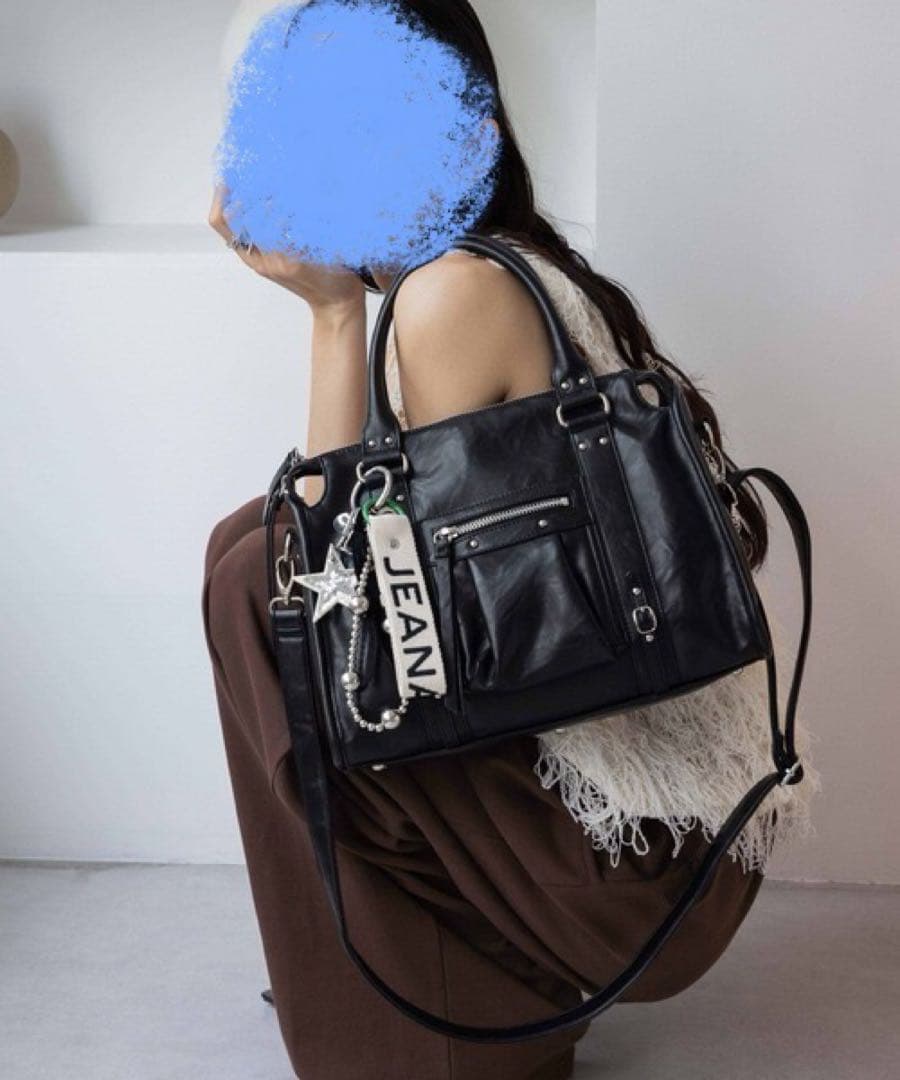 JEANASIS アンティークフェイクレザーボストン ブラック