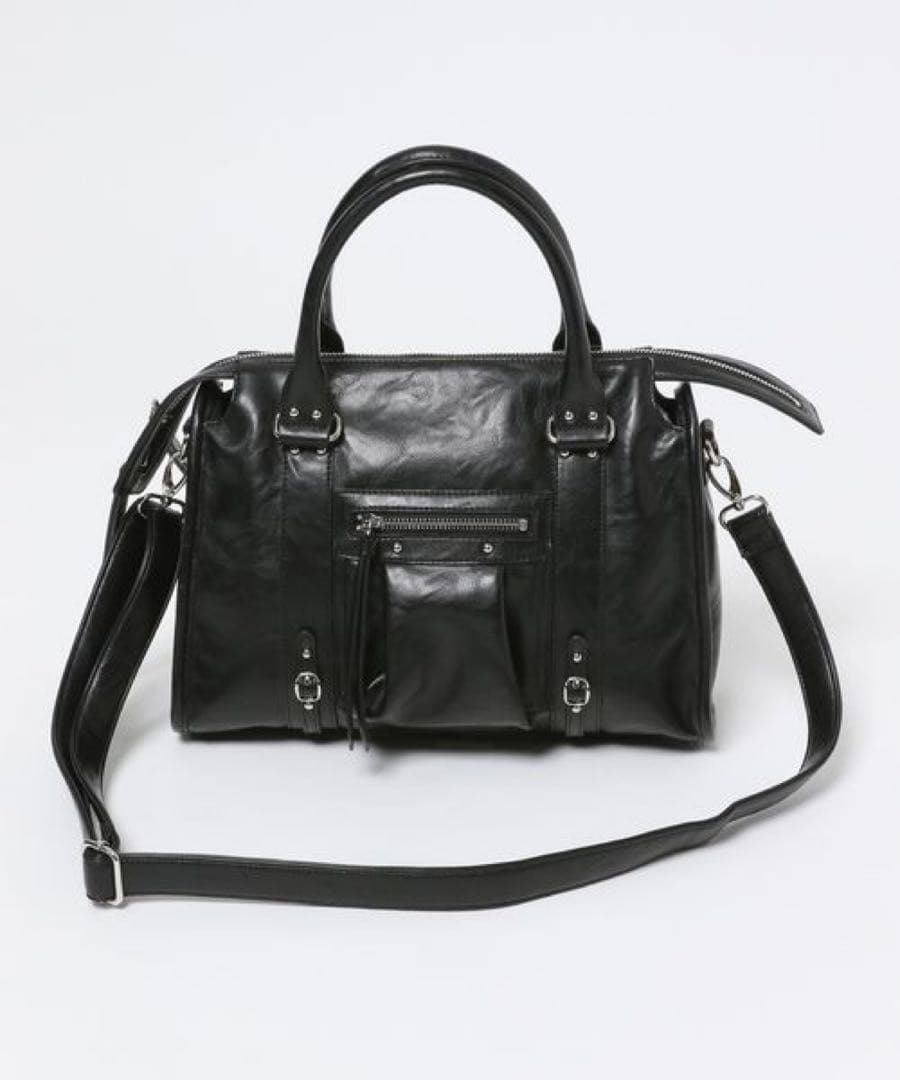 JEANASIS アンティークフェイクレザーボストン ブラック