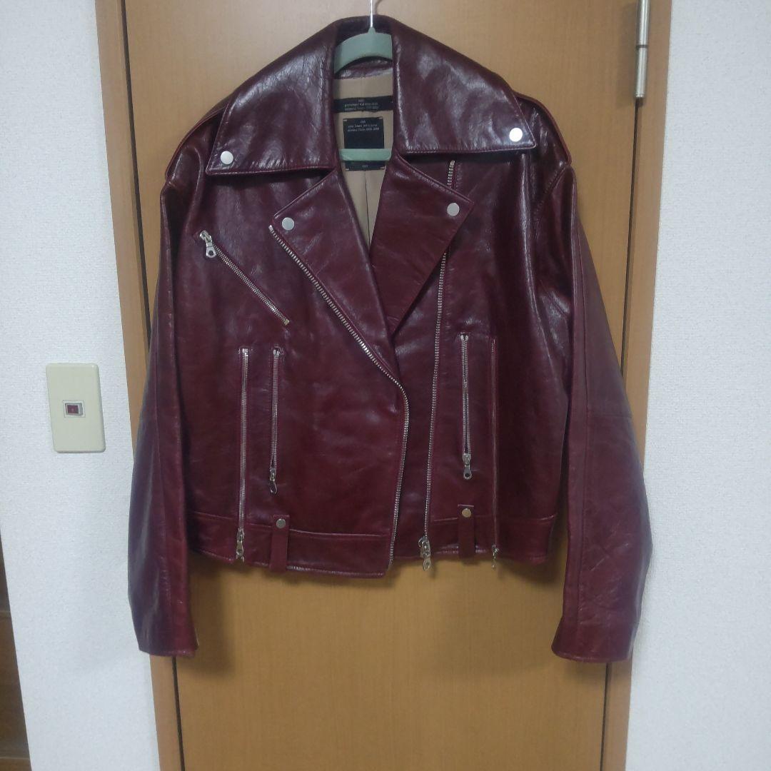 rokh ボルドー レザーライダースジャケット　牛革