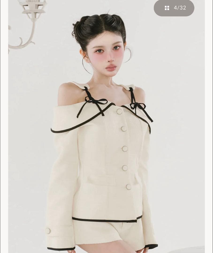 Darich ボンディングツイードオフショルチュニック